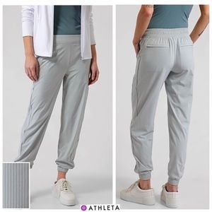 ATHLETA Brooklyn Textured Joggers Grey Subtle Stripe